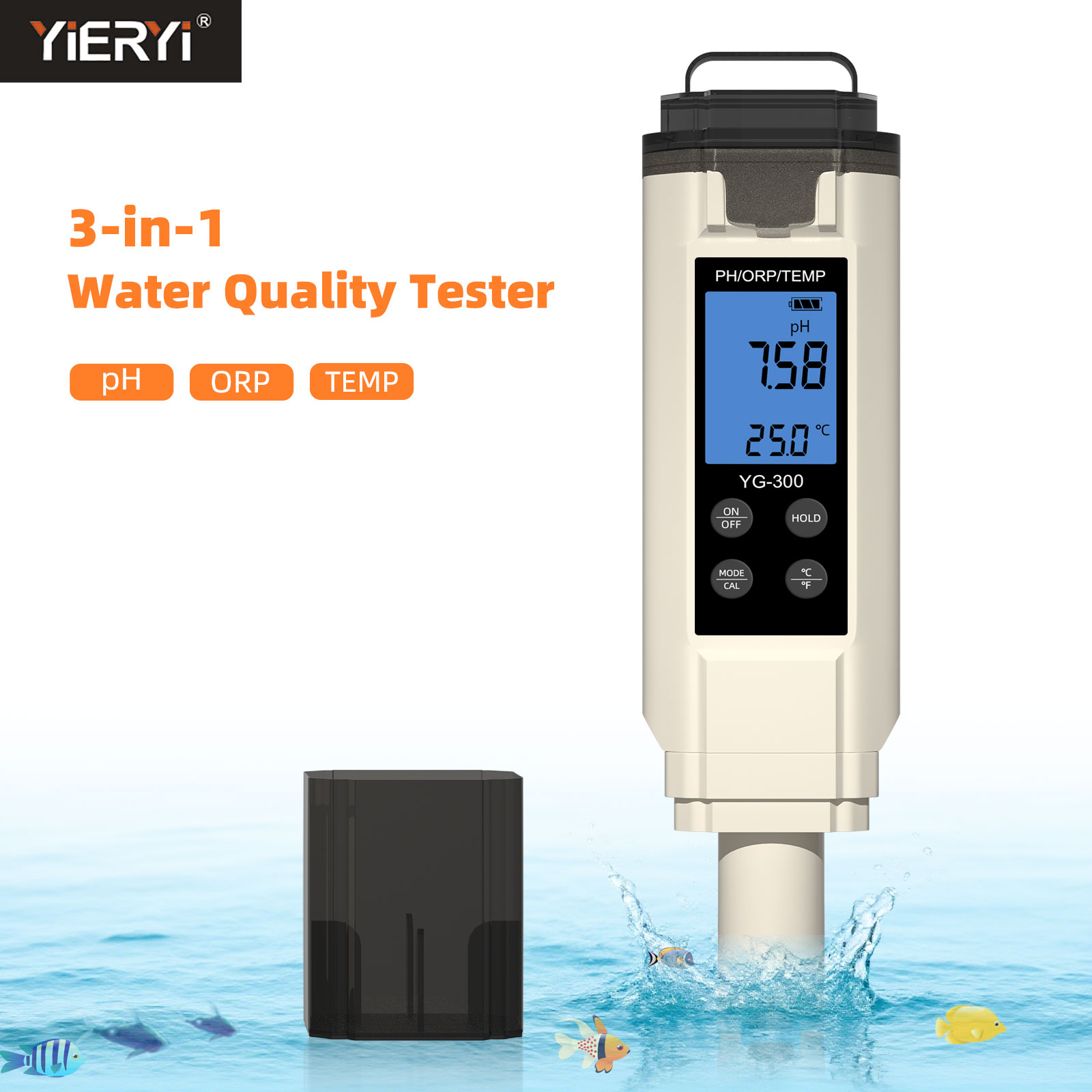 Marine Aquarium Par Meter - Yieryi Dijital 3'ü 1 Arada PH/ORP/Sıcaklık