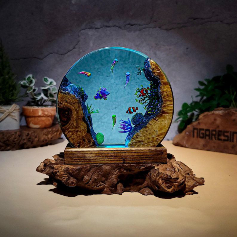 Aquarium & Marine Museum Ums - Okyanus Akvaryumu Organizma Reçine Masa Lambası