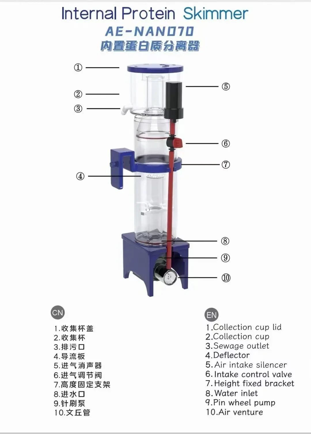 110-240 V Aqua Excel Nano 40D  - Protein Skimmer Hang On incelemesi ve fiyatı